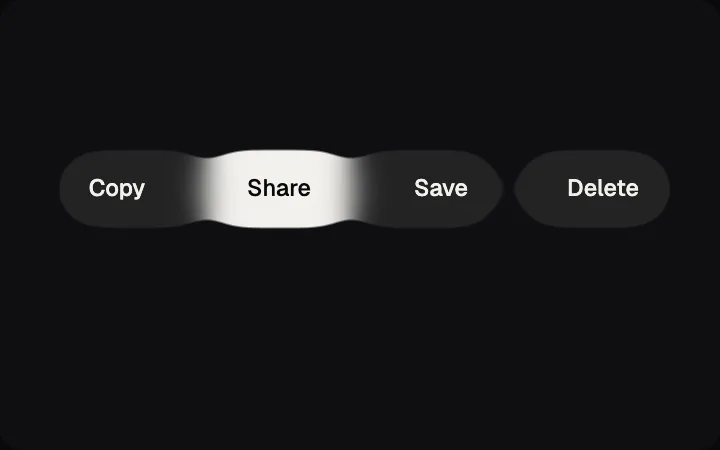 Action bar — gooey merge (prototype) — preview